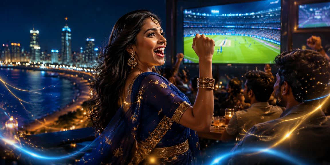 Blue and gold themed cricket betting interface on mobile device